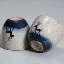 Load image into Gallery viewer, "Qing Hua Ci" (Blue &amp; White Porcelain) "Deer" Handpaint 80ml, Paint under Glaze, Tea Cup - King Tea Mall