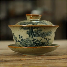 Load image into Gallery viewer, Rustic Porcelain GaiWan 175cc, 2 Patterns' Scenery Painting. - photo 9