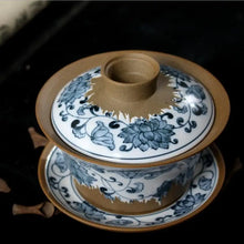 Charger l'image dans la galerie, Rustic Porcelain GaiWan 200cc, 2 Patterns' Scenery Painting. - photo 2