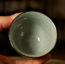Laden Sie das Bild in den Galerie-Viewer, Rustic Porcelain Tea Cup 60cc, Caligraphy Painting. - photo 3