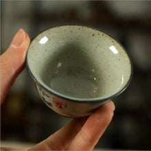 Load image into Gallery viewer, Rustic Porcelain Tea Cup 70cc, Caligraphy Painting. - photo 3