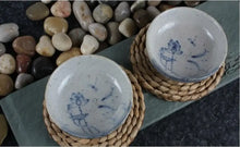 Load image into Gallery viewer, Rustic Pottery Blue &amp; White Porcelain Tea Cup, 65cc, Lotus - photo 4