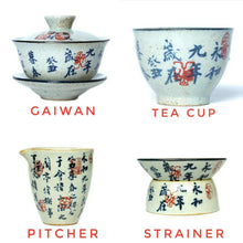 Load image into Gallery viewer, Rustic Pottery Porcelain Cha Lou (Strainer / Filter) 3 Paterns' Caligraphy Paint - photo 7