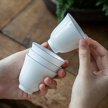 Load image into Gallery viewer, Sweet White Porcelain Gaiwan 120ml  / Pitcher 250ml / Cup 55ml, Blue Circle White Body - King Tea Mall - photo 2