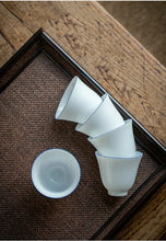 Load image into Gallery viewer, Sweet White Porcelain Gaiwan 120ml  / Pitcher 250ml / Cup 55ml, Blue Circle White Body - King Tea Mall - photo 5