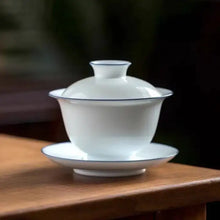 Load image into Gallery viewer, Sweet White Porcelain Gaiwan 120ml / Pitcher 250ml / Cup 55ml, Blue Circle White - photo 2