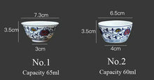 Load image into Gallery viewer, Tea Cup "Qing Hua Ci" (Blue and White Porcelain) Twining Lotus Pattern - King Tea Mall