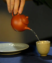 Load image into Gallery viewer, Yixing Pan Hu Teapot in Huang Long Shan Zhu Ni Clay - photo 3